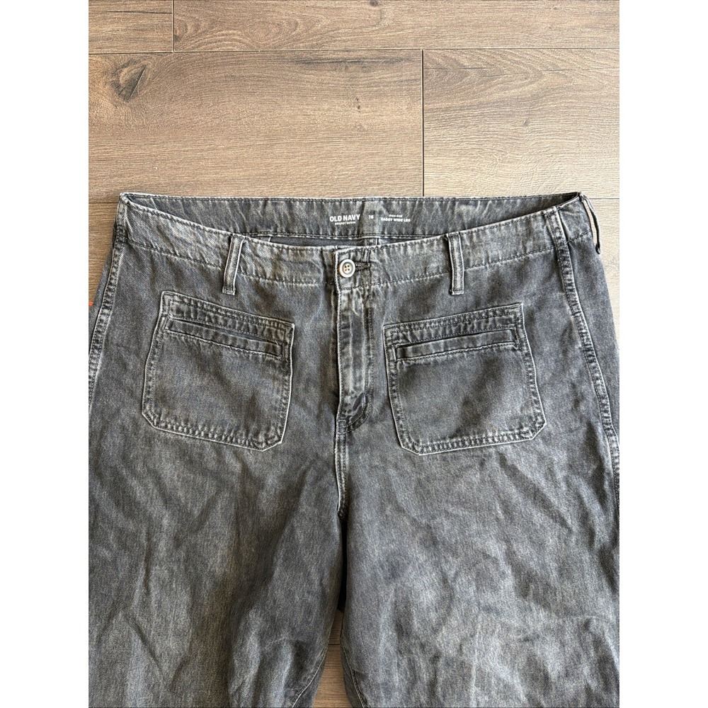 Old Navy Drapey Denim Jeans Womens 16 Gray High-Rise Baggy Wide Leg Comfort